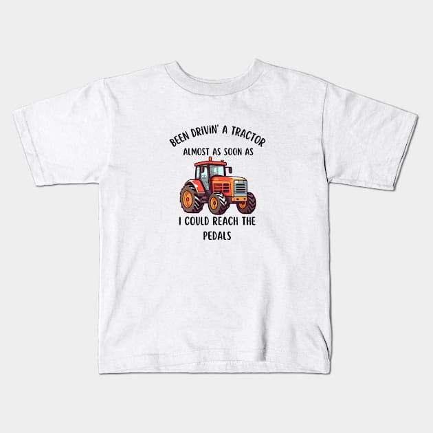 Tractor Trucking Road Farmer Agriculture Kids T-Shirt by Flowering Away